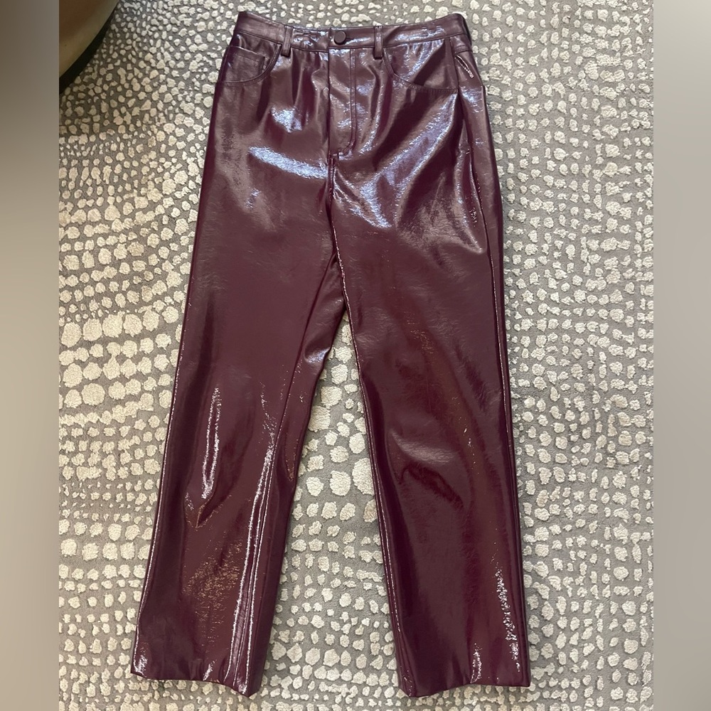 Fleur Du Mal Patent Burgundy Pants Size 4